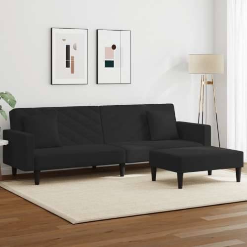 2-dijelni set sofa s jastucima crni baršunasti - Crna S naslonom za ruke Cijena