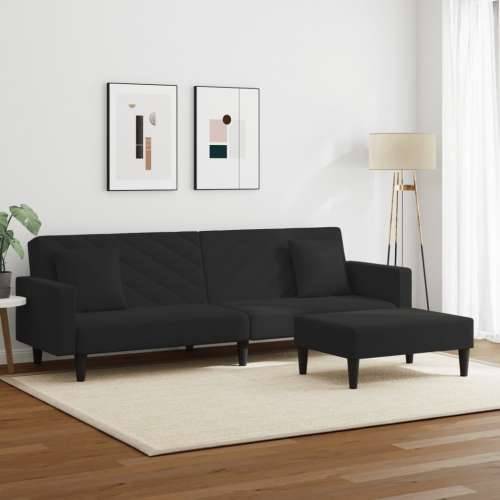 2-dijelni set sofa s jastucima crni baršunasti - Crna S naslonom za ruke Cijena