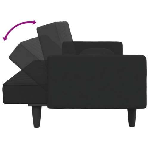 2-dijelni set sofa s jastucima crni baršunasti - Crna S naslonom za ruke Cijena