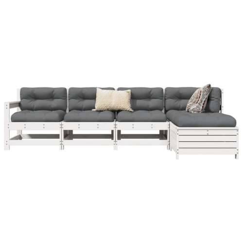 Vrtna garnitura - 5-dijelni set vrtnih sofa bijeli od masivne borovine - Bijela boja bora 1 Cijena