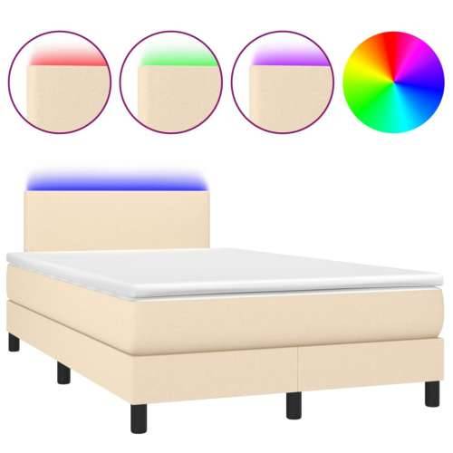 Krevet s oprugama i madracem LED krem 120 x 190 cm od tkanine - Krema 120 x 190 cm Gladak dizajn Cijena