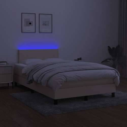 Krevet s oprugama i madracem LED krem 120 x 190 cm od tkanine - Krema 120 x 190 cm Gladak dizajn Cijena