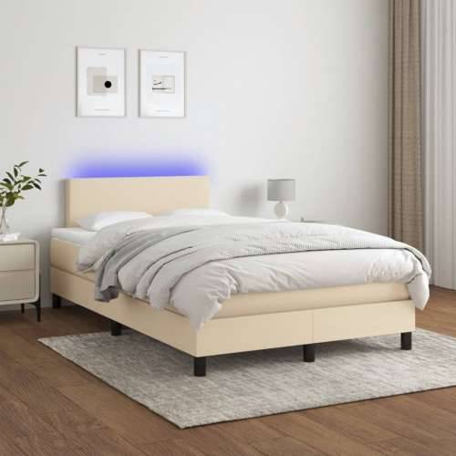 Krevet s oprugama i madracem LED krem 120 x 190 cm od tkanine - Krema 120 x 190 cm Gladak dizajn Cijena