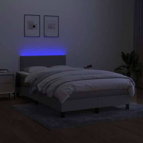 Krevet s oprugama i madracem LED svjetlosivi 120x190 cm tkanina - Svjetlosiva 120 x 190 cm Obično s čavlima Cijena
