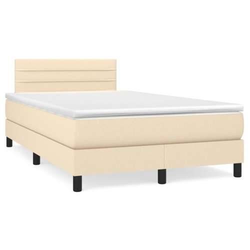 Krevet s oprugama i madracem LED krem 120 x 190 cm od tkanine - Krema 120 x 190 cm vodoravne pruge Cijena
