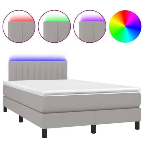Krevet s oprugama i madracem LED svjetlosivi 120x190 cm tkanina - Svjetlosiva 120 x 190 cm Okomite pruge Cijena