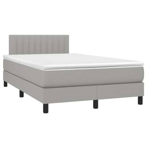 Krevet s oprugama i madracem LED svjetlosivi 120x190 cm tkanina - Svjetlosiva 120 x 190 cm Okomite pruge Cijena