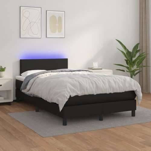 Krevet box spring s madracem LED crni 120 x 190 cm umjetna koža - Crna 120 x 190 cm Gladak dizajn Cijena