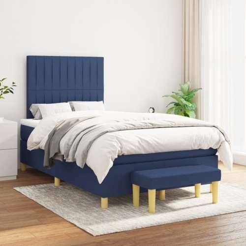 Krevet s oprugama i madracem plavi 120 x 190 cm od tkanine - Plava 120 x 190 cm Okomite pruge Cijena