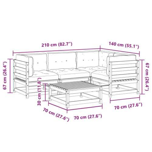 Vrtna garnitura - 5-dijelni set vrtnih sofa od masivne borovine s jastucima - Prirodna boja bora Da 1 Cijena