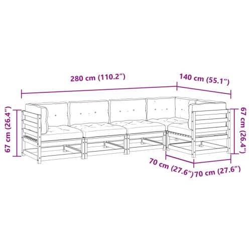 Vrtna garnitura - 5-dijelni set vrtnih sofa s jastucima od impregnirane borovine - Prirodno impregnirano Da 1 Cijena