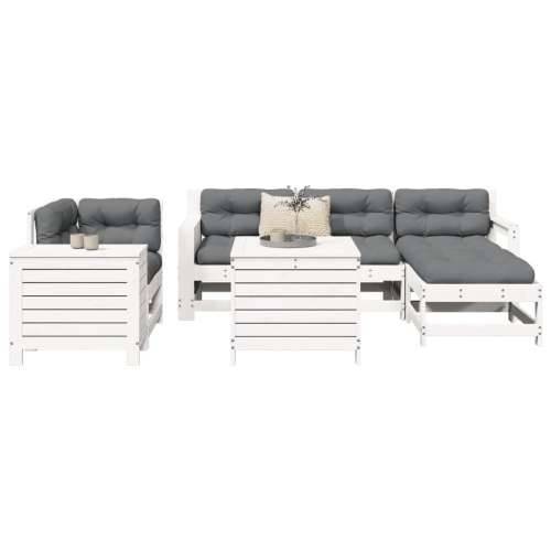 Vrtna garnitura - 7-dijelni set vrtnih sofa bijeli od masivne borovine - Bijela boja bora 1 Cijena