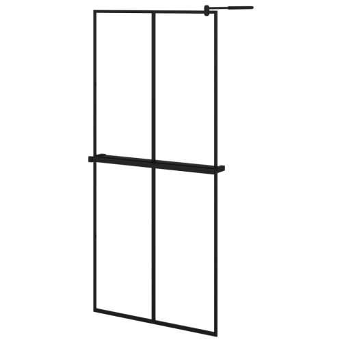Pregrada za tuš s policom crna 90x195 cm staklo ESG i aluminij - Matirano 90 x 195 cm Rešetke 2 x 2 Cijena