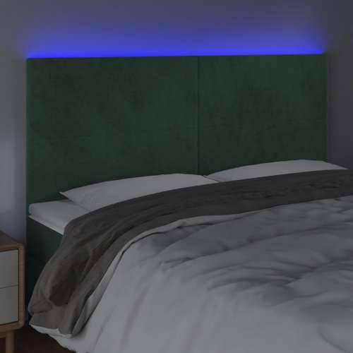 LED uzglavlje tamnozeleno 180x5x118/128 cm baršunasto - Tamnozelena 180 x 5 x 118/128 cm 1 Cijena