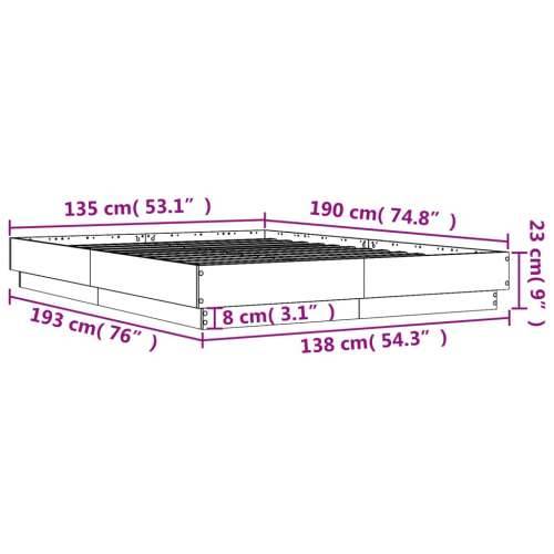 Okvir za krevet boja hrasta 135x190 cm konstruirano drvo - Dimljeni hrast 135 x 190 cm Cijena