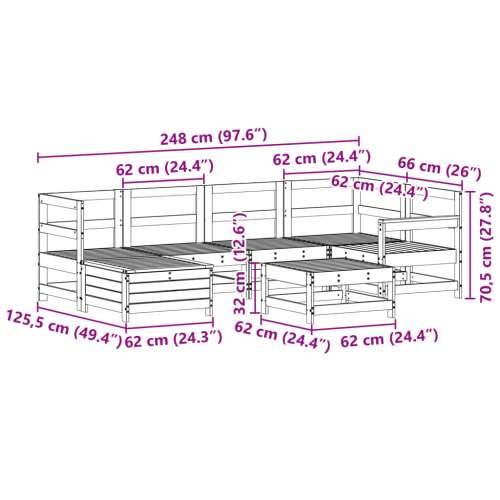 Vrtna garnitura - 7-dijelni set vrtnih sofa od impregnirane borovine - Prirodno impregnirano 1 Cijena