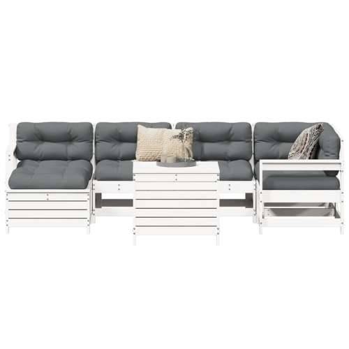 Vrtna garnitura - 7-dijelni set vrtnih sofa bijeli od masivne borovine - Bijela boja bora 1 Cijena