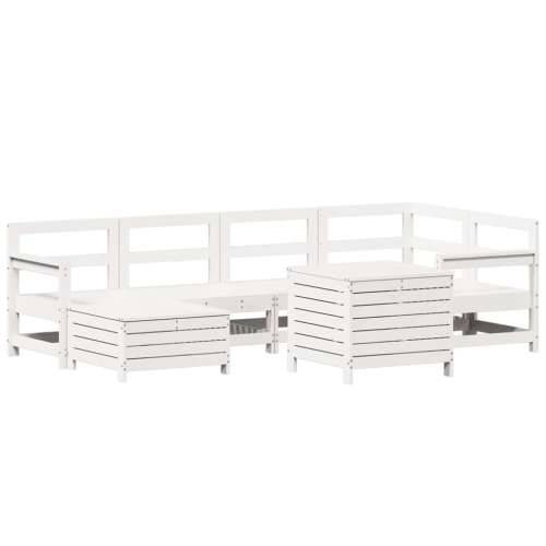 Vrtna garnitura - 7-dijelni set vrtnih sofa bijeli od masivne borovine - Bijela boja bora 1 Cijena