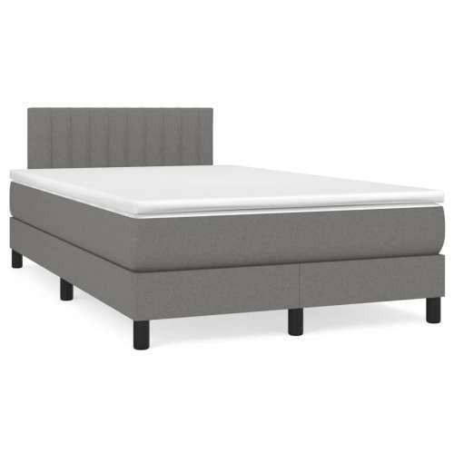 Krevet box spring s madracem LED tamnosivi 120 x 190 cm tkanina - Tamno siva 120 x 190 cm Okomite pruge Cijena