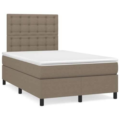 Krevet s oprugama i madracem LED smeđesivi 120x190cm od tkanine - Sivo-smeđa 120 x 190 cm gumbi Cijena