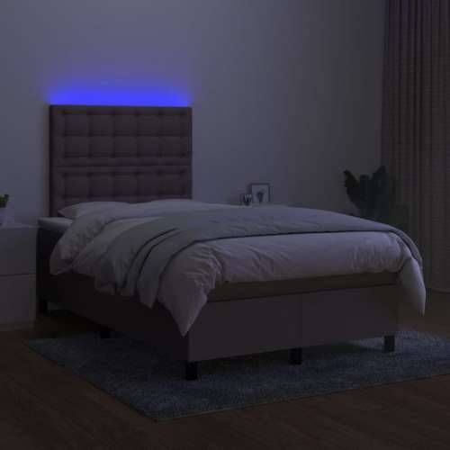 Krevet s oprugama i madracem LED smeđesivi 120x190cm od tkanine - Sivo-smeđa 120 x 190 cm gumbi Cijena