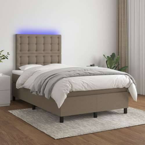 Krevet s oprugama i madracem LED smeđesivi 120x190cm od tkanine - Sivo-smeđa 120 x 190 cm gumbi Cijena