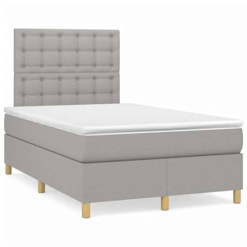 Krevet s oprugama i madracem LED svjetlosivi 120x190 cm tkanina - Svjetlosiva 120 x 190 cm gumbi Cijena