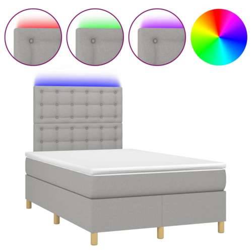 Krevet s oprugama i madracem LED svjetlosivi 120x190 cm tkanina - Svjetlosiva 120 x 190 cm gumbi Cijena