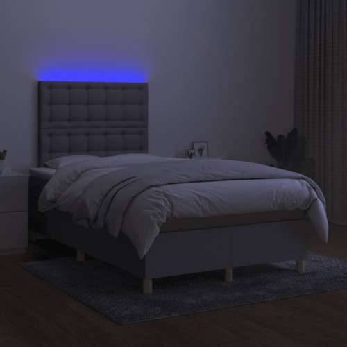 Krevet s oprugama i madracem LED svjetlosivi 120x190 cm tkanina - Svjetlosiva 120 x 190 cm gumbi Cijena