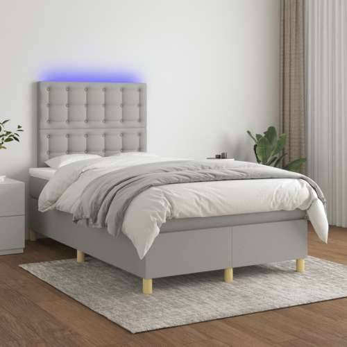 Krevet s oprugama i madracem LED svjetlosivi 120x190 cm tkanina - Svjetlosiva 120 x 190 cm gumbi Cijena
