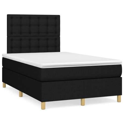 Krevet box spring s madracem LED crni 120 x 190 cm od tkanine - Crna 120 x 190 cm gumbi Cijena