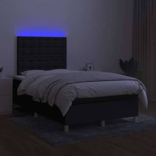 Krevet box spring s madracem LED crni 120 x 190 cm od tkanine - Crna 120 x 190 cm gumbi Cijena
