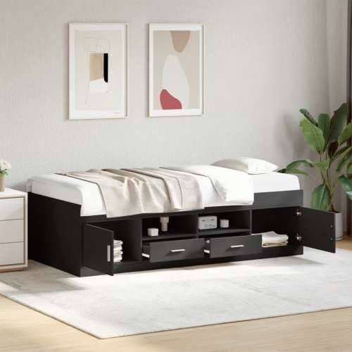 Dnevni krevet s ladicama bez madraca crni 90x200 cm - Crna 90 x 200 cm Cijena