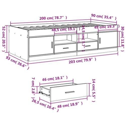 Dnevni krevet s ladicama bez madraca crni 90x200 cm - Crna 90 x 200 cm Cijena