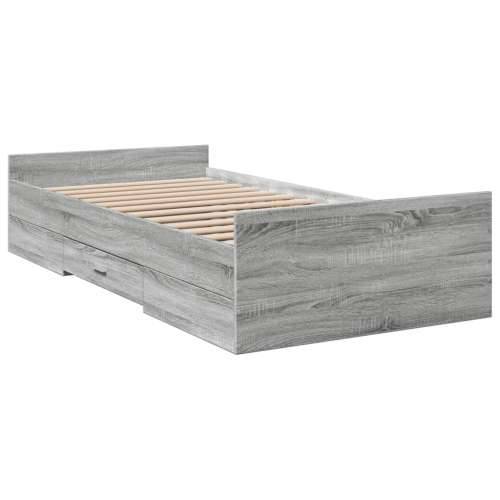 Okvir kreveta s ladicama siva boja hrasta 75 x 190 cm drveni - Sivi hrast sonoma 75 x 190 cm Cijena