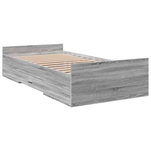 Okvir kreveta s ladicama siva boja hrasta 75 x 190 cm drveni - Sivi hrast sonoma 75 x 190 cm Cijena