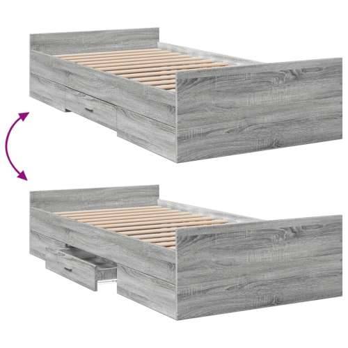 Okvir kreveta s ladicama siva boja hrasta 75 x 190 cm drveni - Sivi hrast sonoma 75 x 190 cm Cijena