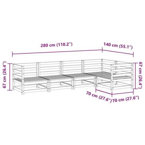Vrtna garnitura - 5-dijelni set vrtnih sofa od masivne borovine - Prirodna boja bora Ne 1 Cijena