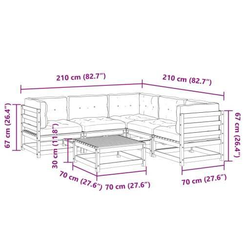 Vrtna garnitura - 6-dijelni set vrtnih sofa od masivne borovine s jastucima - Prirodna boja bora Da 1 Cijena