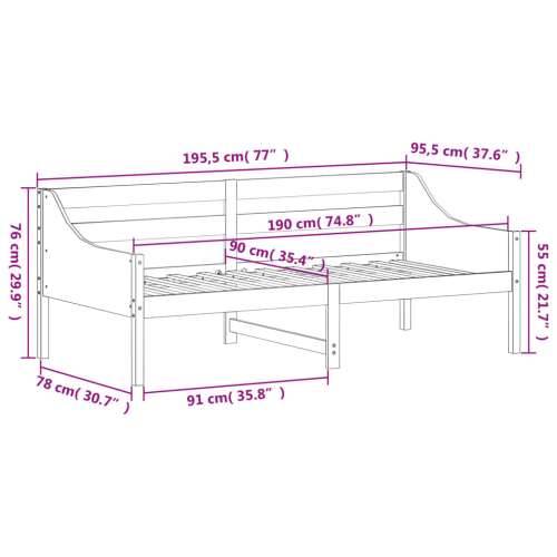 Dnevni krevet bez madraca bijeli 90 x 190 cm masivna borovina - Bijela 90 x 190 cm Cijena