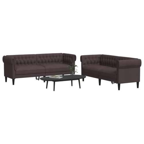 2-dijelni set sofa tamnosmeđi od tkanine - Tamno smeđa dvosjed + trosjed Cijena