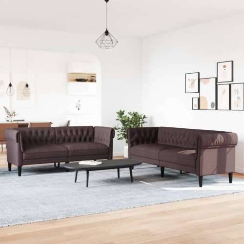 2-dijelni set sofa tamnosmeđi od tkanine - Tamno smeđa dvosjed + trosjed Cijena