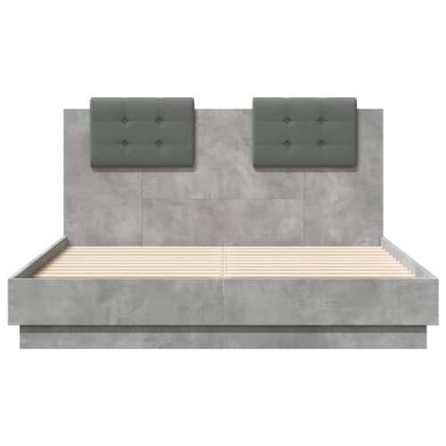 Okvir kreveta s uzglavljem siva boja betona 120x190 cm drveni - Beton siva 120 x 190 cm Cijena