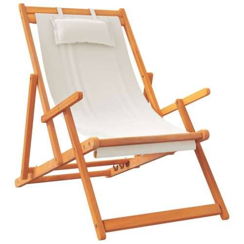 Sklopive stolice za plažu 2 kom krem od tkanine - Krema 2 S naslonom za ruke Cijena