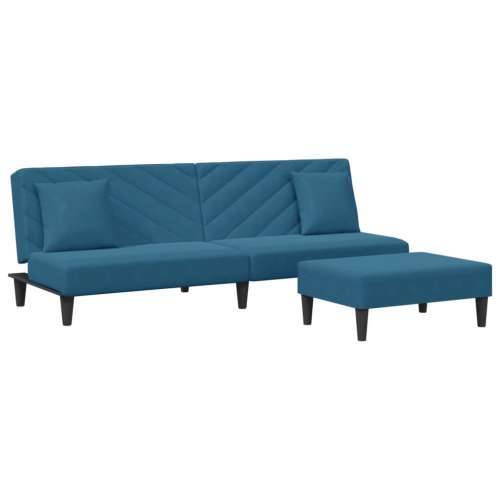 2-dijelni set sofa s jastucima plavi baršunasti - Plava Bez naslona za ruke Cijena