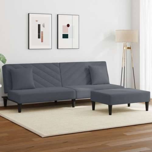 2-dijelni set sofa s jastucima tamnosivi baršunasti - Tamno siva Bez naslona za ruke Cijena