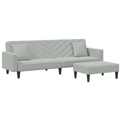 2-dijelni set sofa s jastucima svjetlosivi baršunasti - Svjetlosiva S naslonom za ruke Cijena