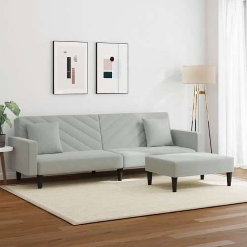 2-dijelni set sofa s jastucima svjetlosivi baršunasti - Svjetlosiva S naslonom za ruke Cijena