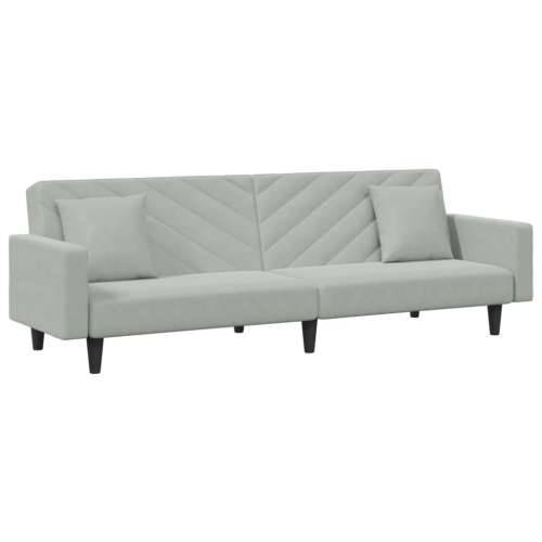 2-dijelni set sofa s jastucima svjetlosivi baršunasti - Svjetlosiva S naslonom za ruke Cijena