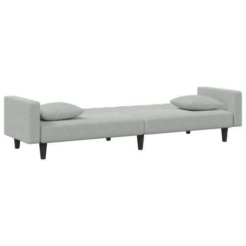 2-dijelni set sofa s jastucima svjetlosivi baršunasti - Svjetlosiva S naslonom za ruke Cijena